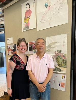 Students and older participants exchange artwork and prototypes